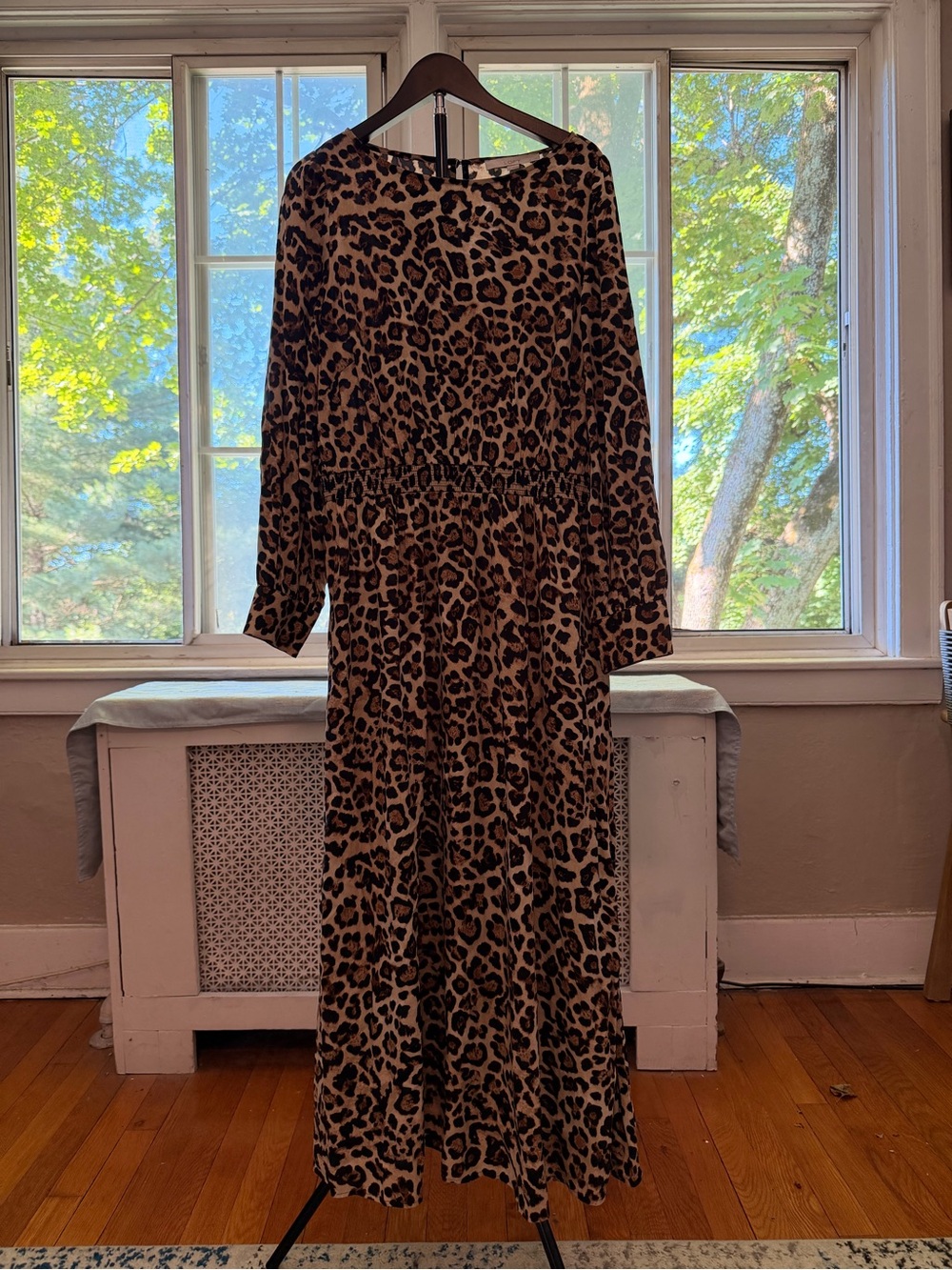 LOFT Leopard Print Midi Dress in Brown and Black